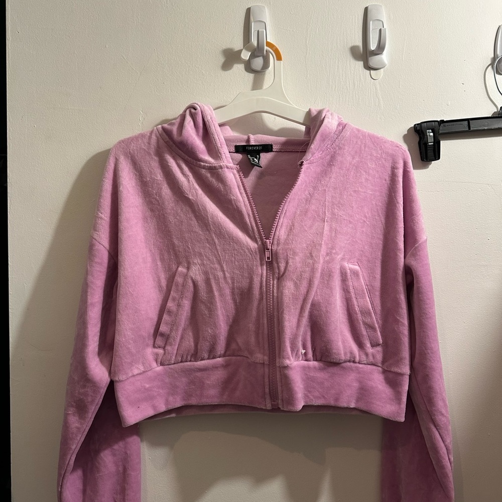 Pink suede sweater cardigan